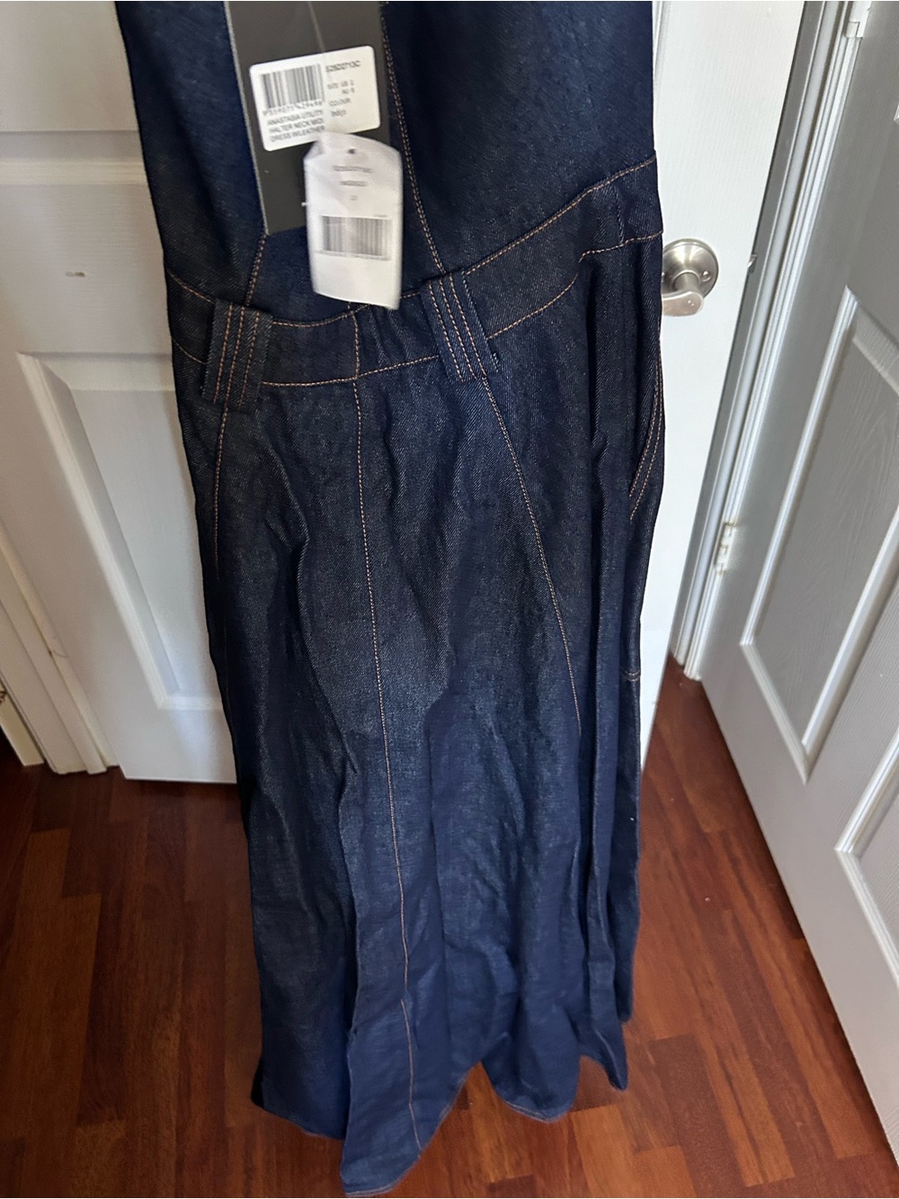 NWT NICHOLAS Anastasia Utility Halterneck Denim Indigo Midi Belted Dress 2 - Picture 9 of 17